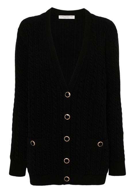 Black cable-knit wool cardigan Alessandra Rich - women